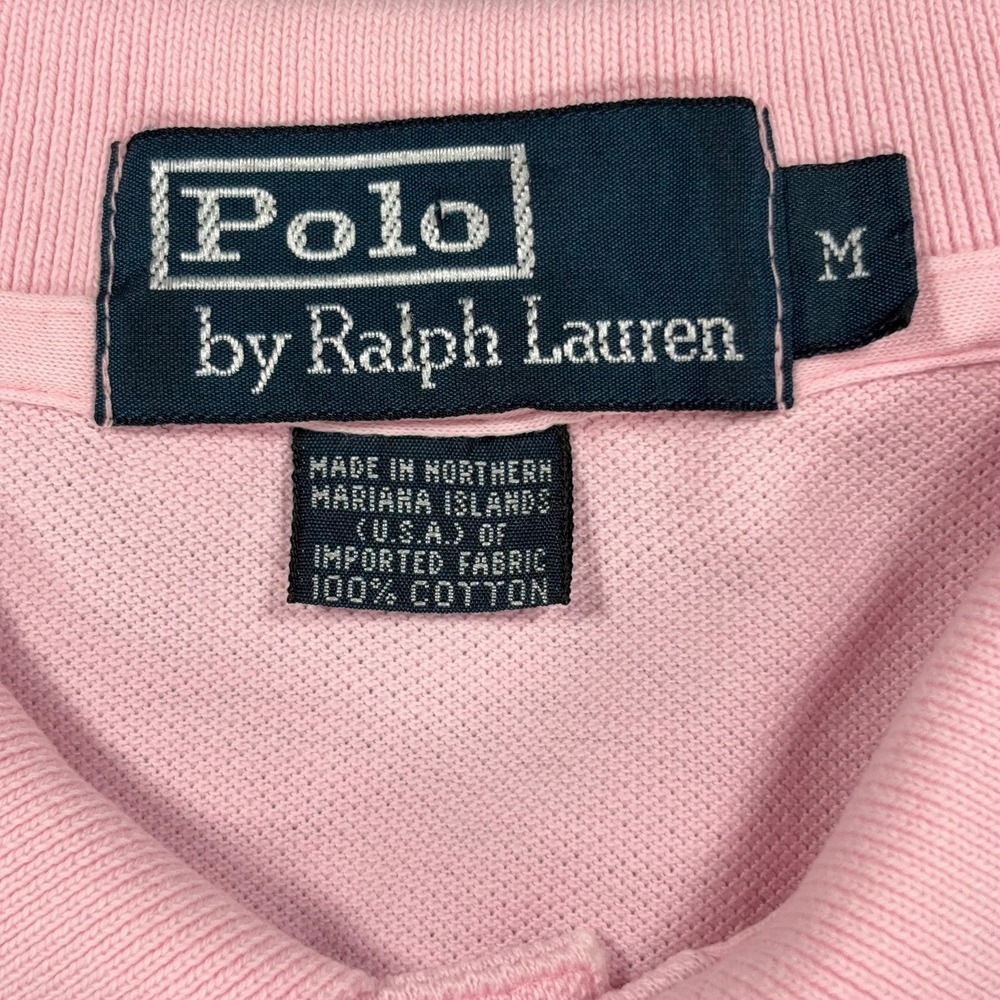 Vintage Y2K Polo Ralph Lauren Mesh Polo Shirt Mens M Pink Blue Pony Short Sleeve - Picture 4 of 9